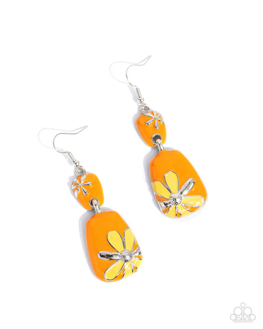 Paparazzi Floral Familia - Orange Earrings