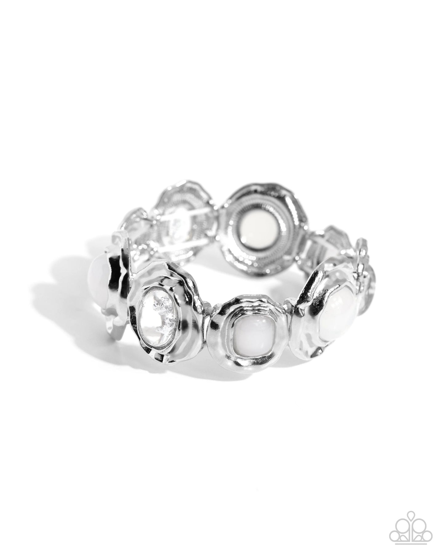 Paparazzi Hammered High - White Bracelet