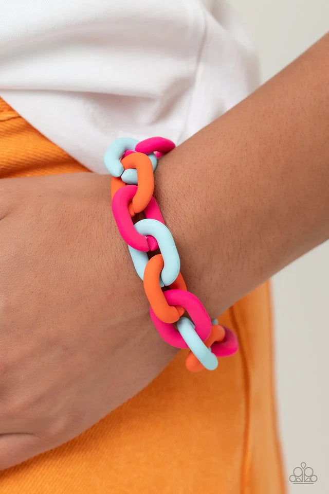 Paparazzi Necklace ~ Speed SMILE - Pink/ Paparazzi Bracelet ~ Go the Extra SMILE - Pink