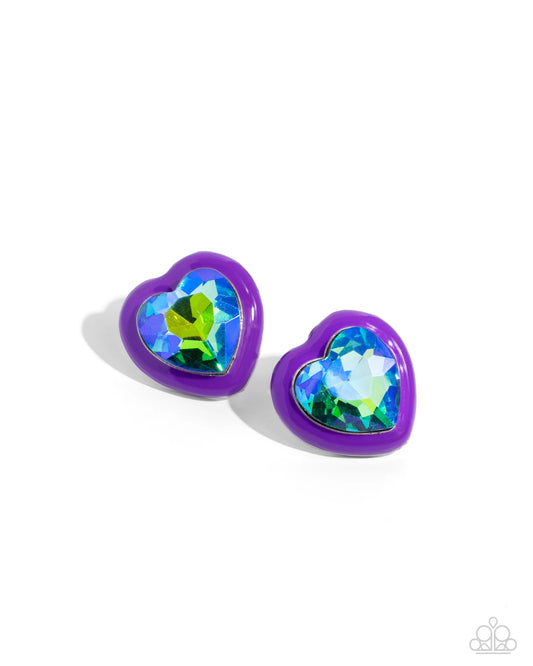 Paparazzi Heartfelt Haute - Purple Post Earrings