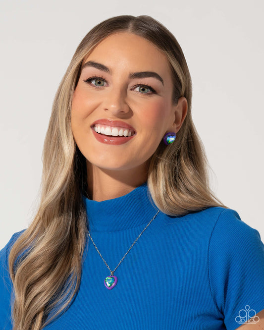 Paparazzi Heartfelt Hope - Purple Necklace/Paparazzi Heartfelt Haute - Purple Post Earrings