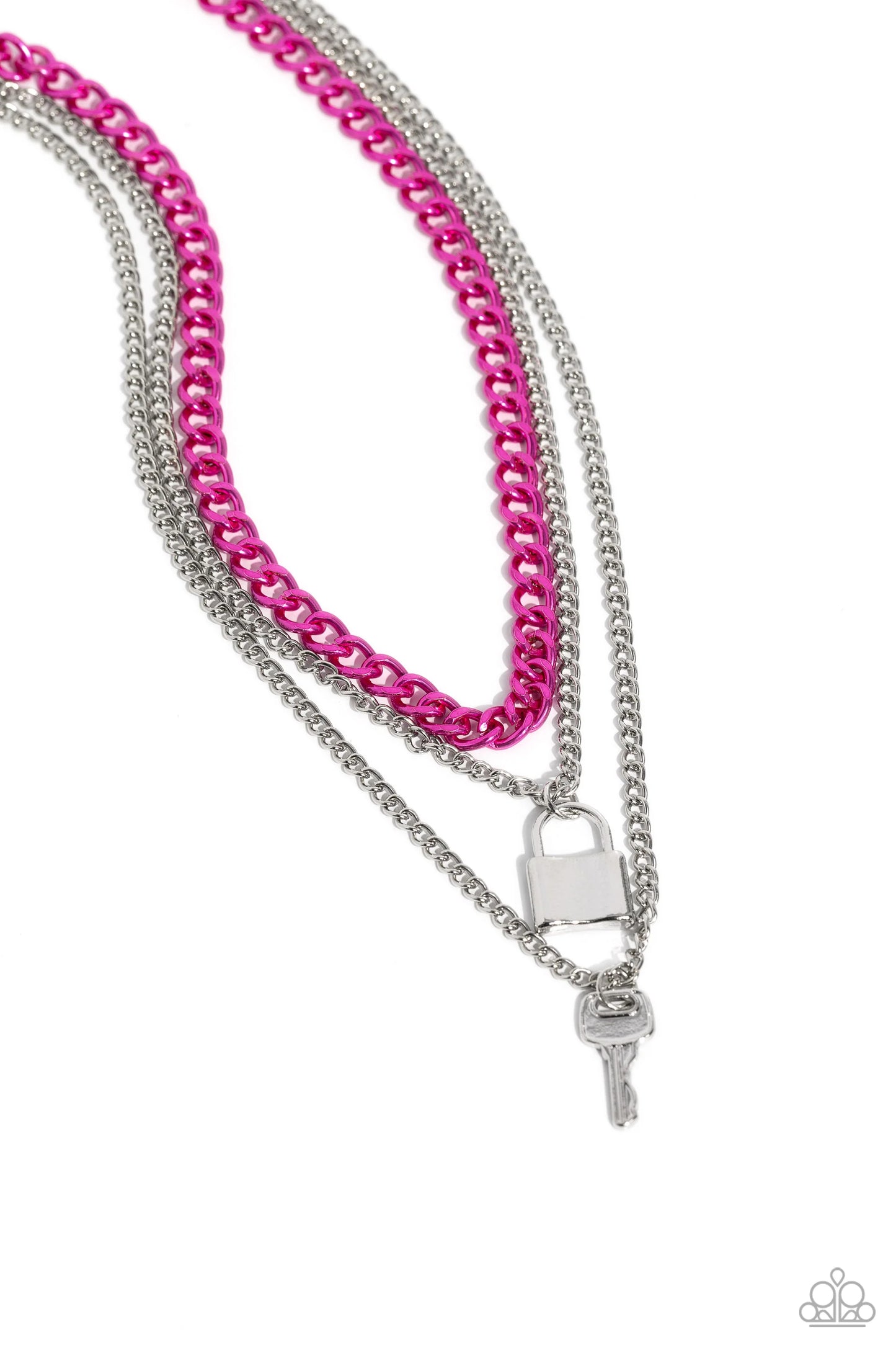 Paparazzi Locked Labor - Pink Necklace
