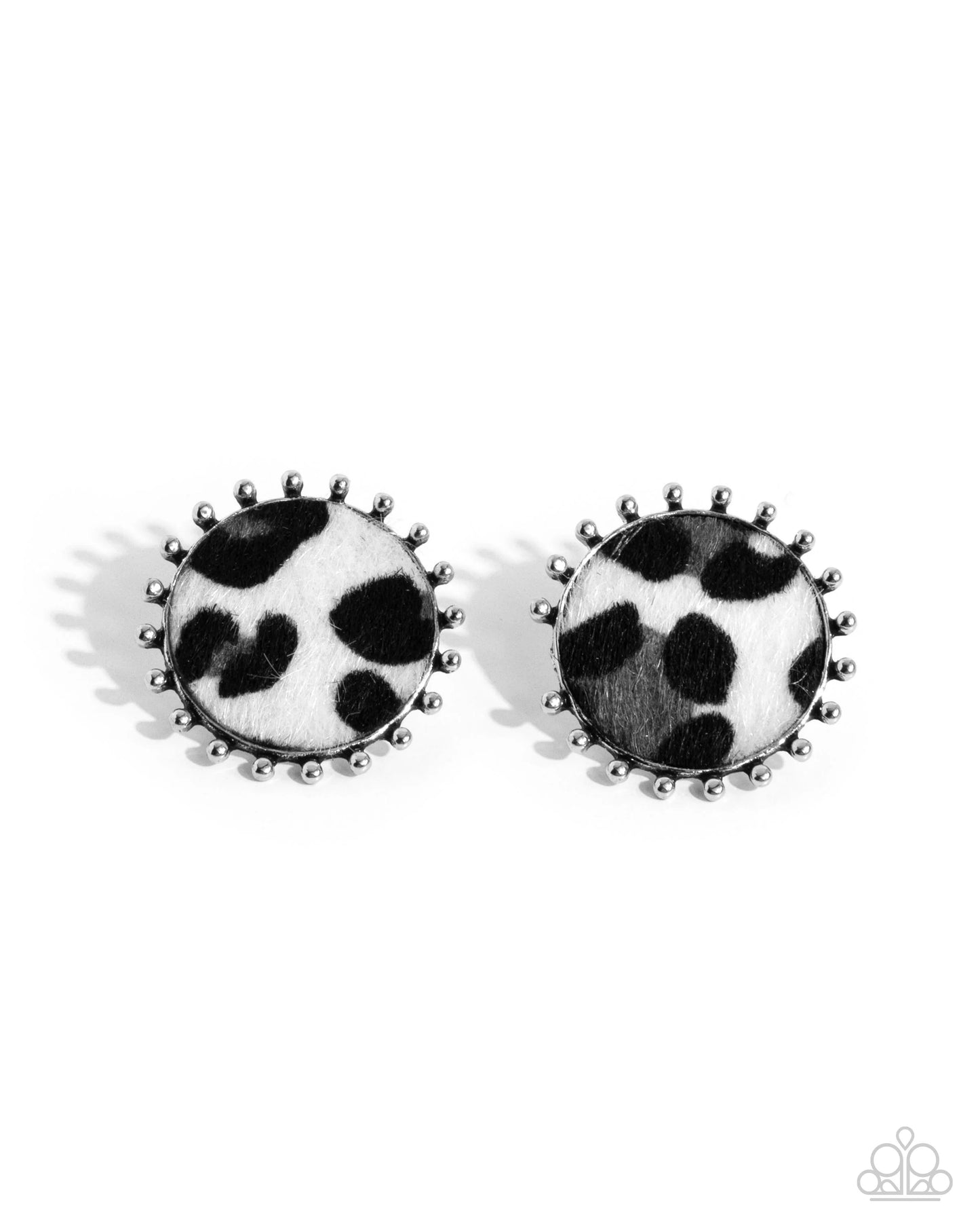 Paparazzi Cowhide Couture - Black Post Earrings