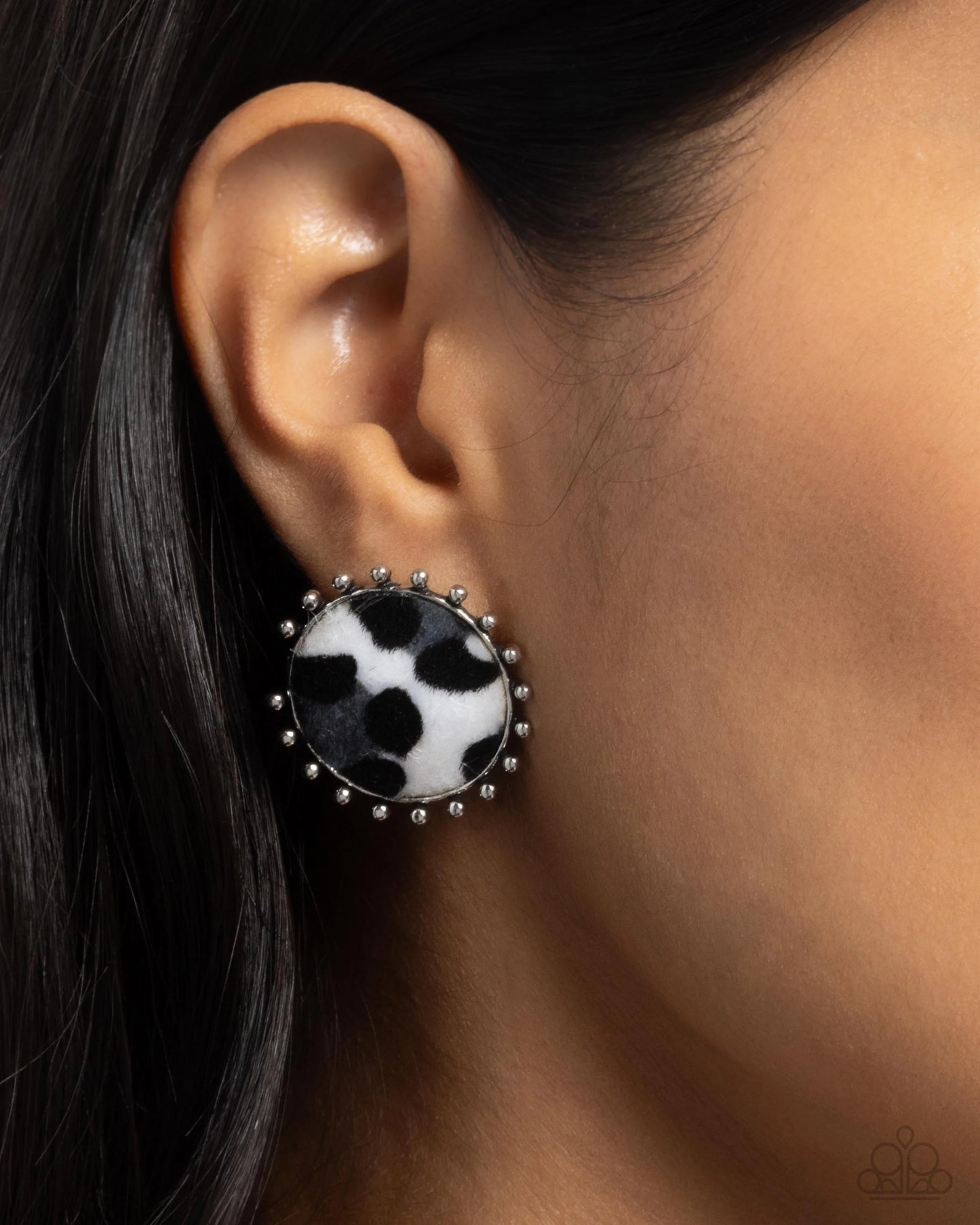 Paparazzi Cowhide Couture - Black Post Earrings