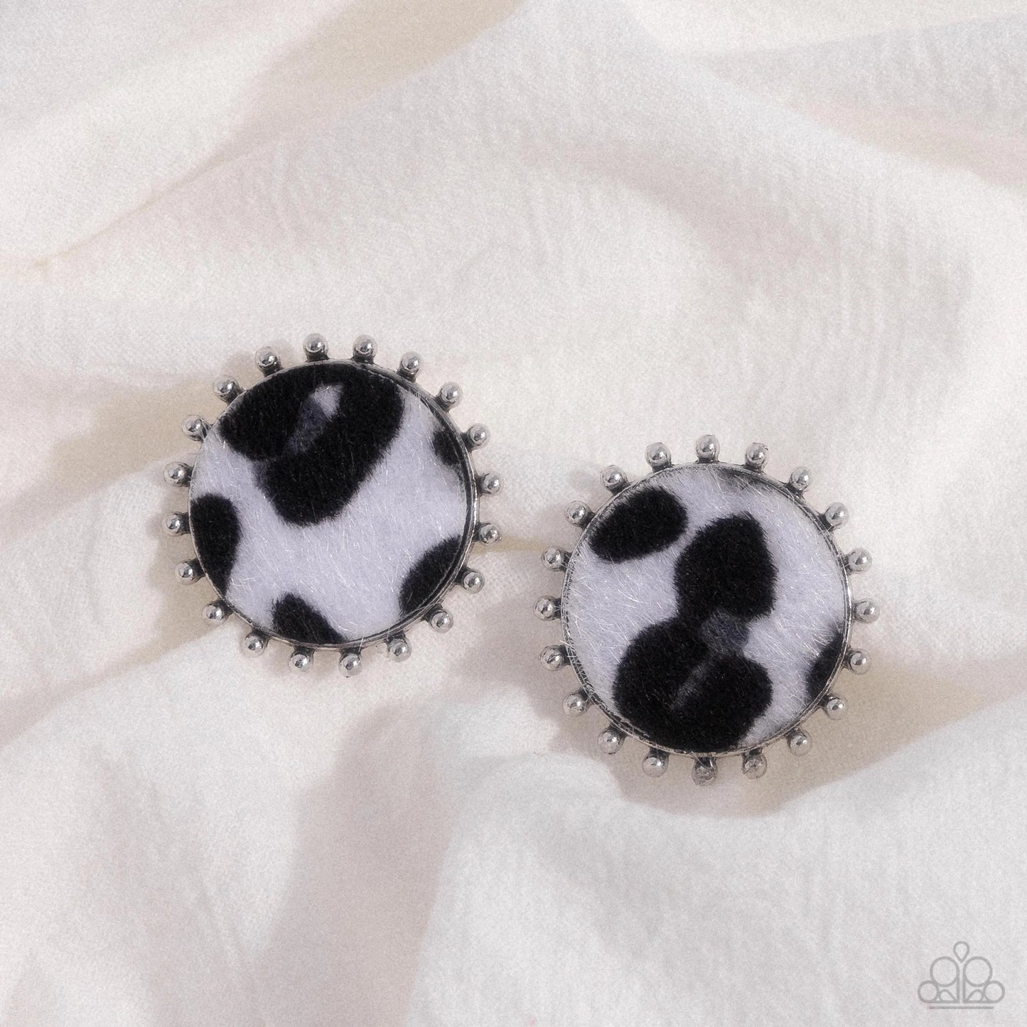 Paparazzi Cowhide Couture - Black Post Earrings