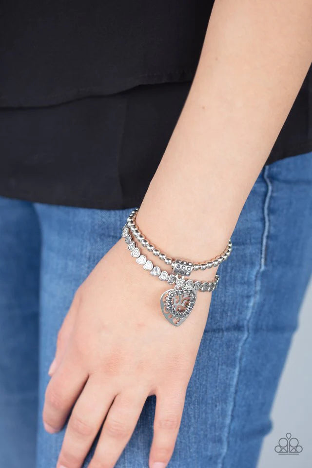 Paparazzi Think With Your Heart - Silver Bracelet