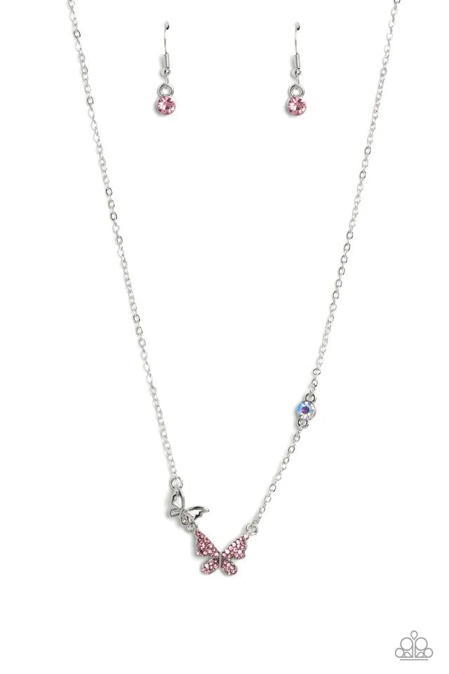 Paparazzi Necklace ~ Cant BUTTERFLY Me Love - Pink