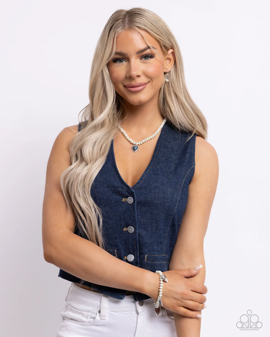 Paparazzi Modest Malibu - Silver Necklace/Paparazzi Heart-struck Haven - Silver Bracelet