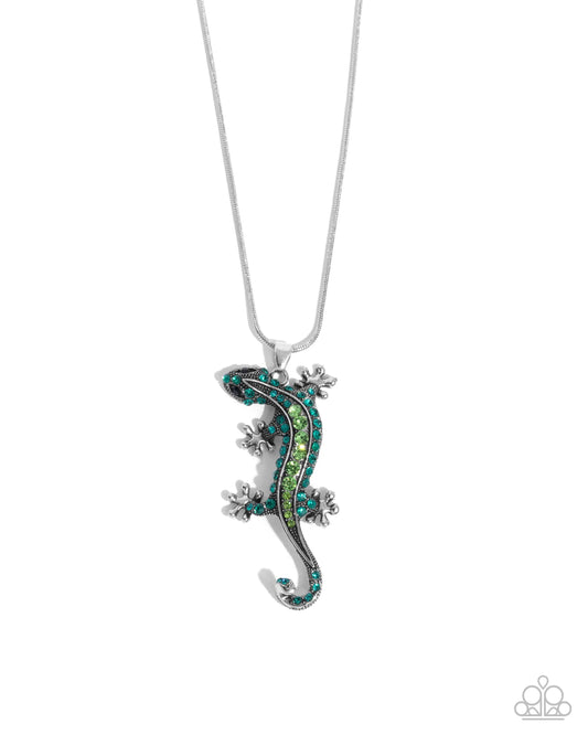 Paparazzi Shimmery Salamander - Green Necklace