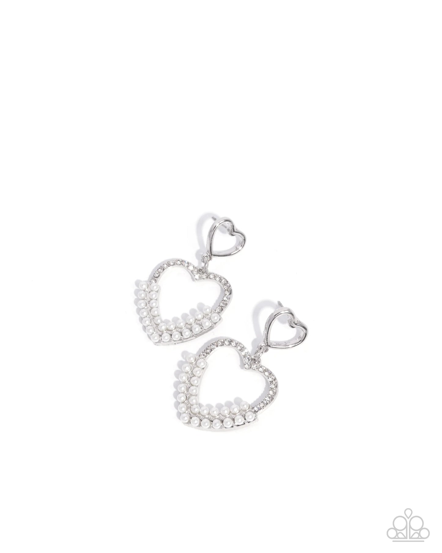 Paparazzi Dangling Damsel - White Post Earrings
