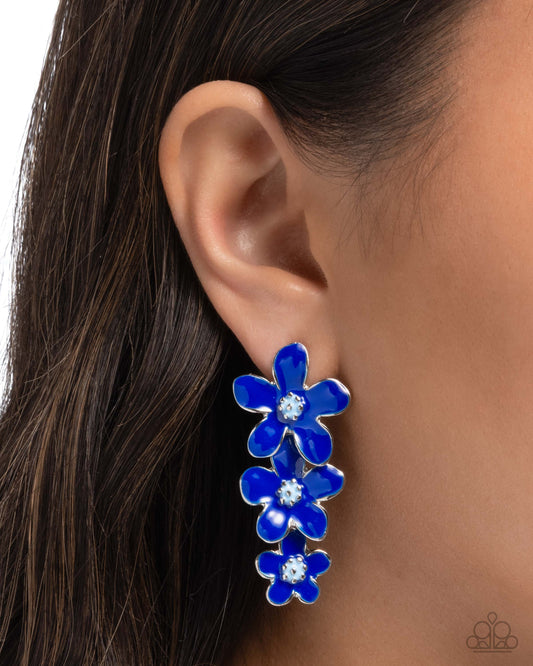 Paparazzi Crack of BLOOM - Blue Post Earrings
