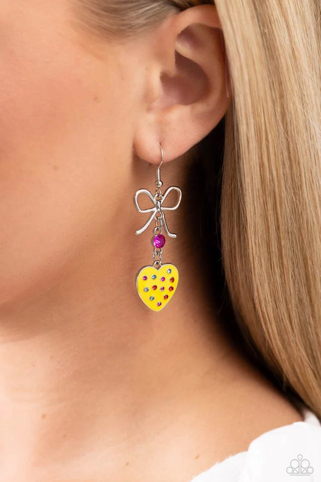Paparazzi Earring ~ BOW Away Zone - Yellow