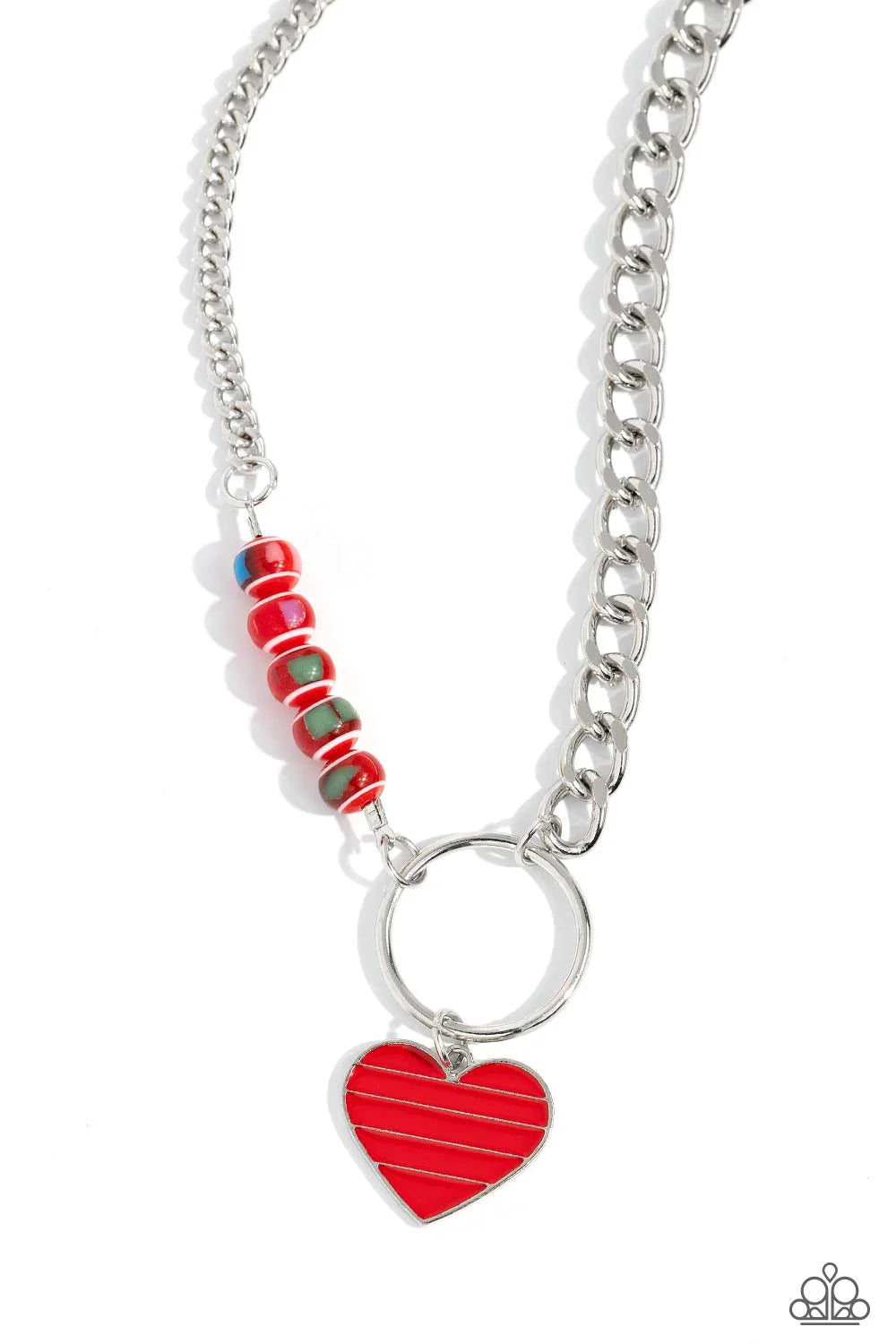 Mismatched Mayhem - red - Paparazzi necklace