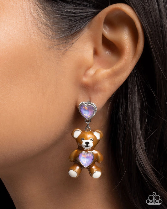 Paparazzi Traditional Teddy - Purple Post Earrings