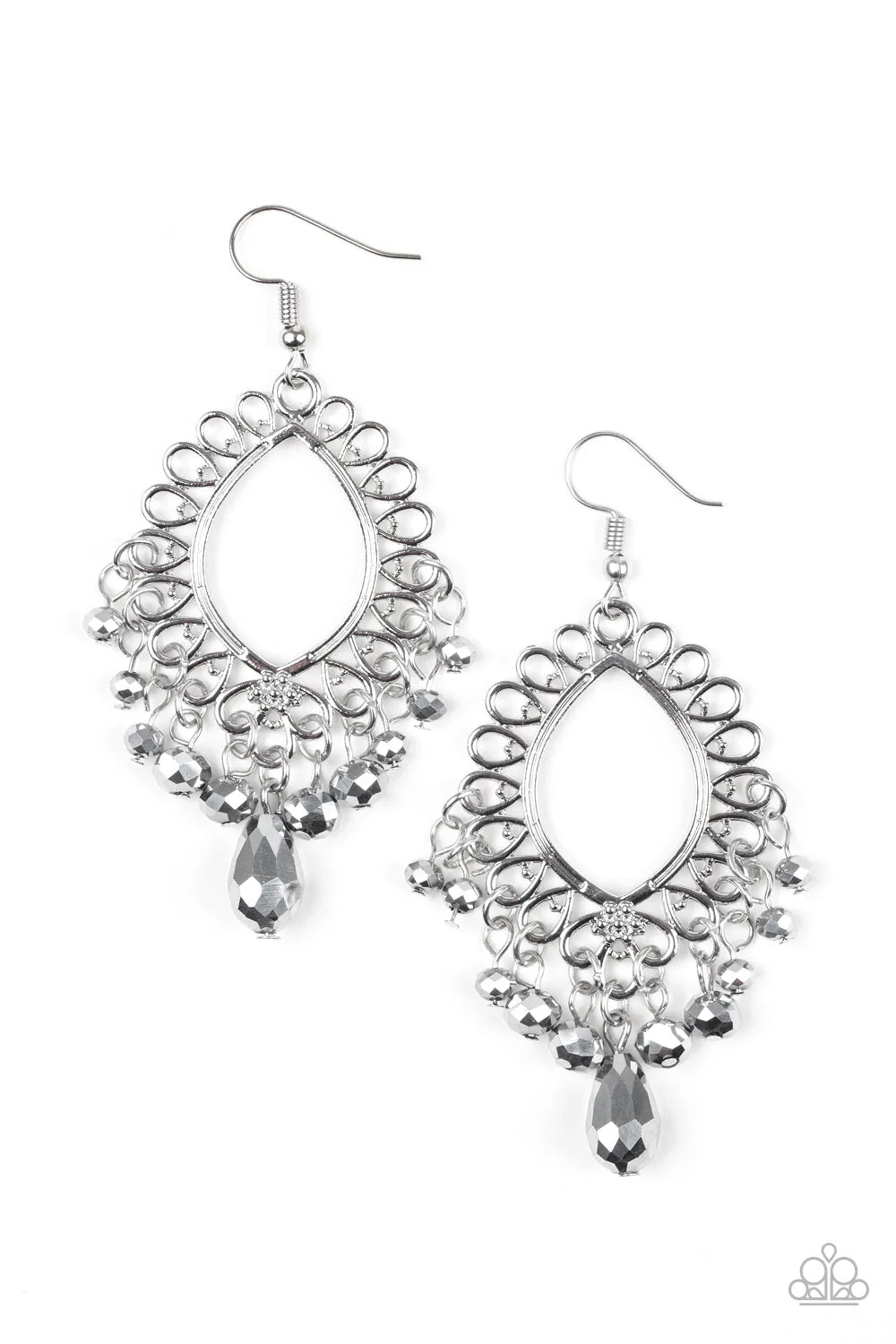 Paparazzi Just Say NOIR - Silver Earrings
