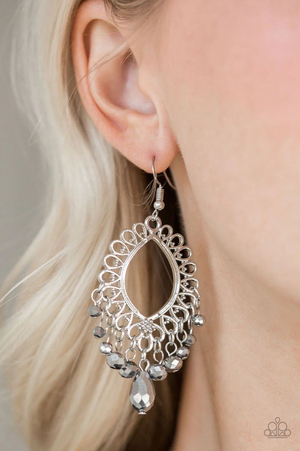 Paparazzi Just Say NOIR - Silver Earrings