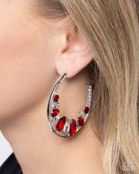 Paparazzi Refined Rewind - Red Earrings