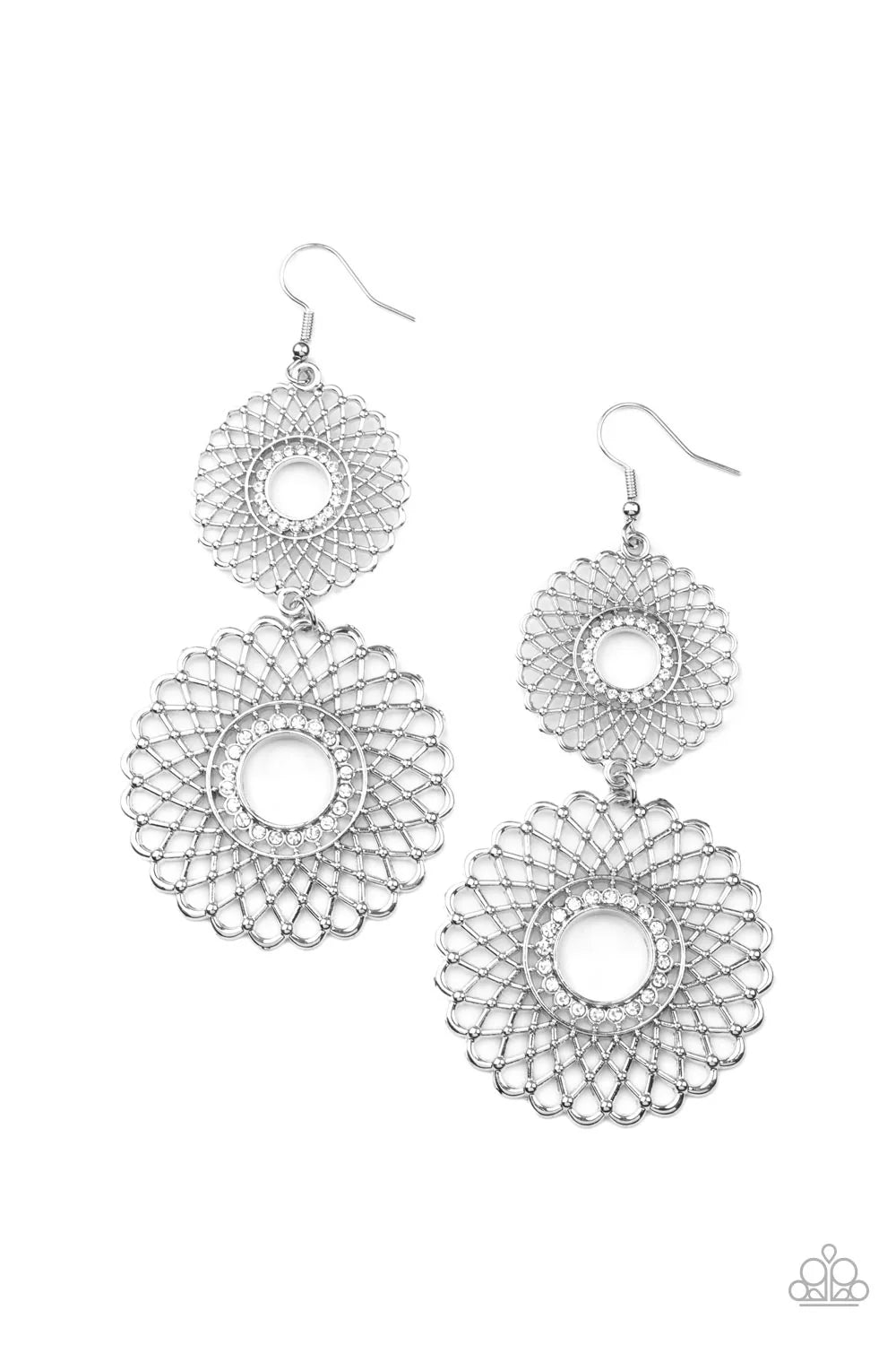 Paparazzi Regal Roulette - White Earrings