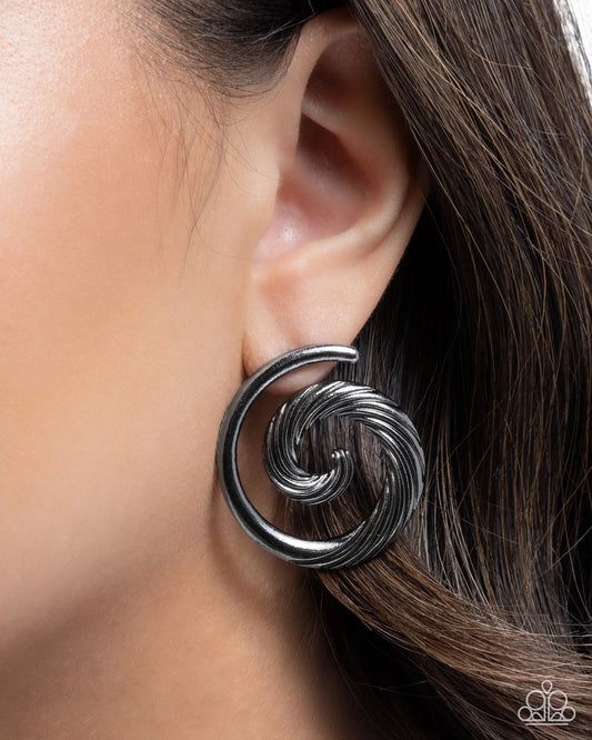 Paparazzi Spiral Silhouette - Black Post Earrings