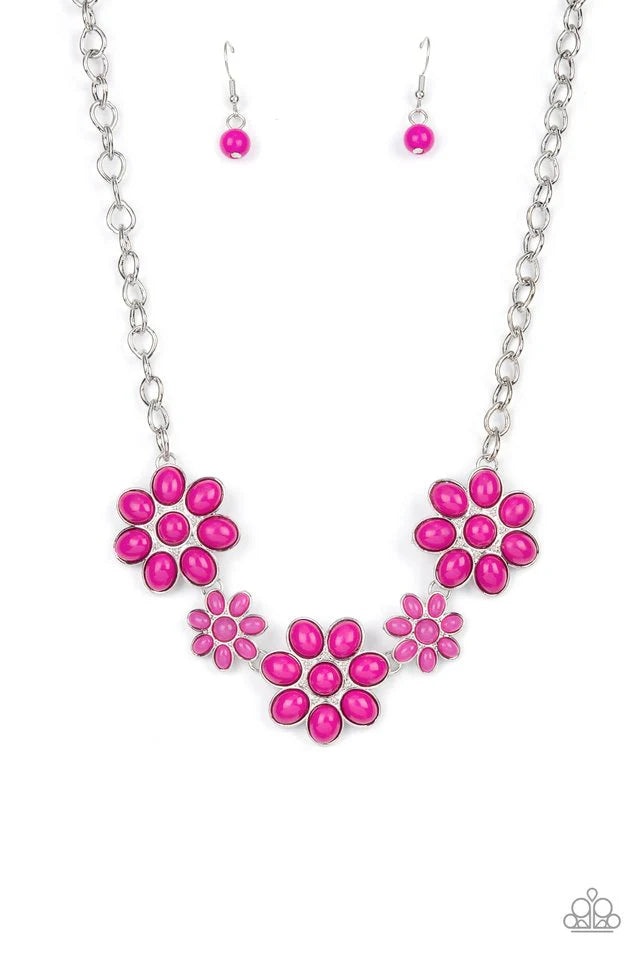 Paparazzi Necklace ~ Flamboyantly Flowering - Pink