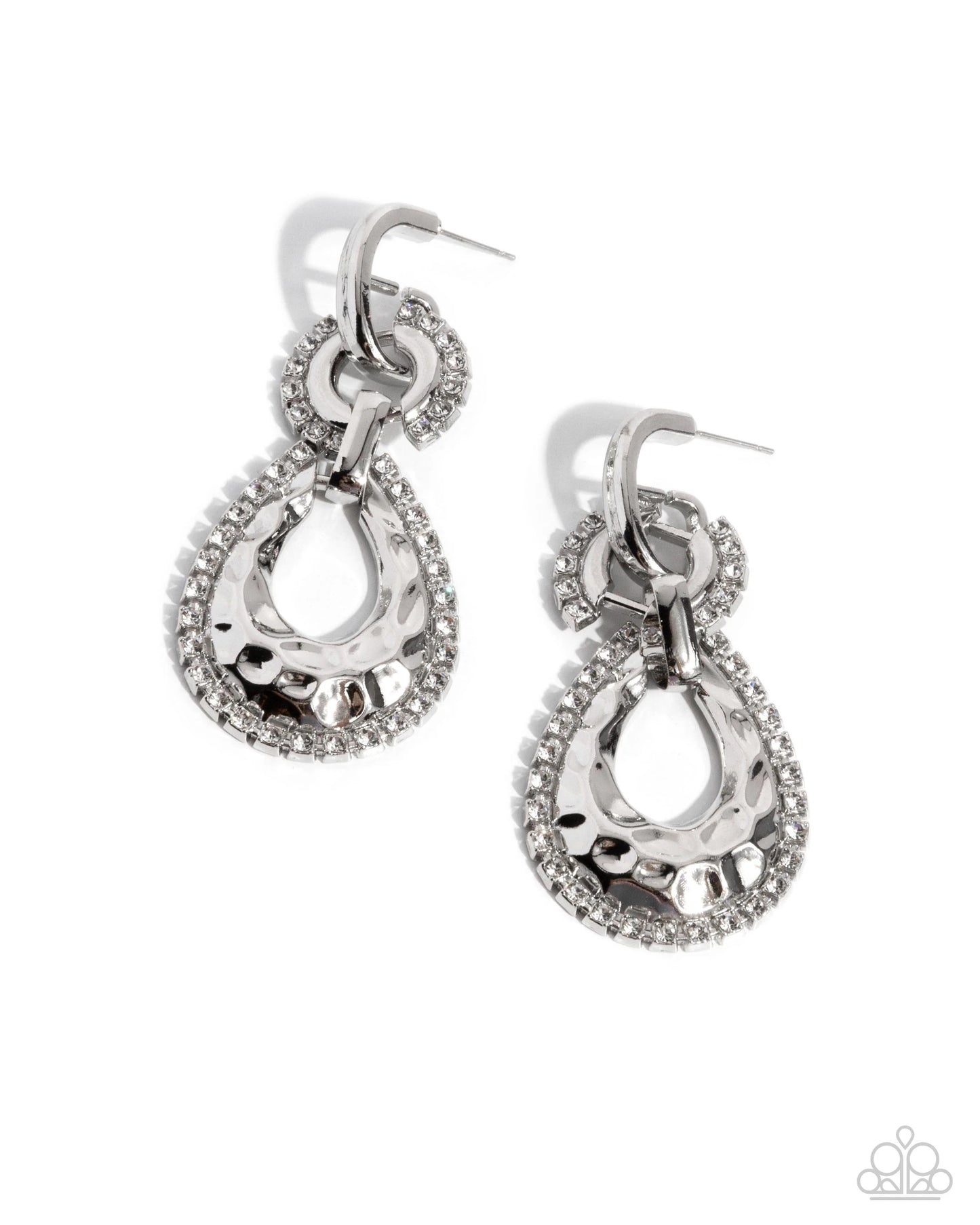 Paparazzi Hammered Highway - White Earrings