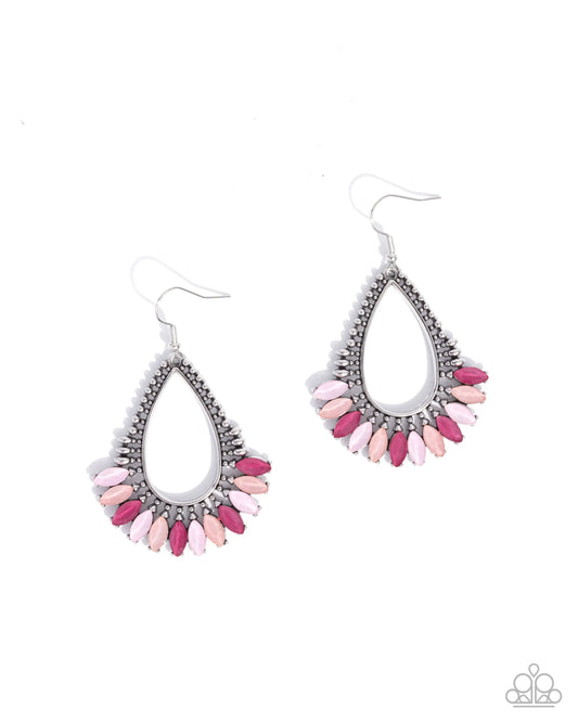 Paparazzi Pronged Pattern - Pink Earrings