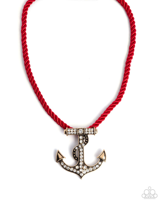 Paparazzi Anchored Allure - Red Necklace
