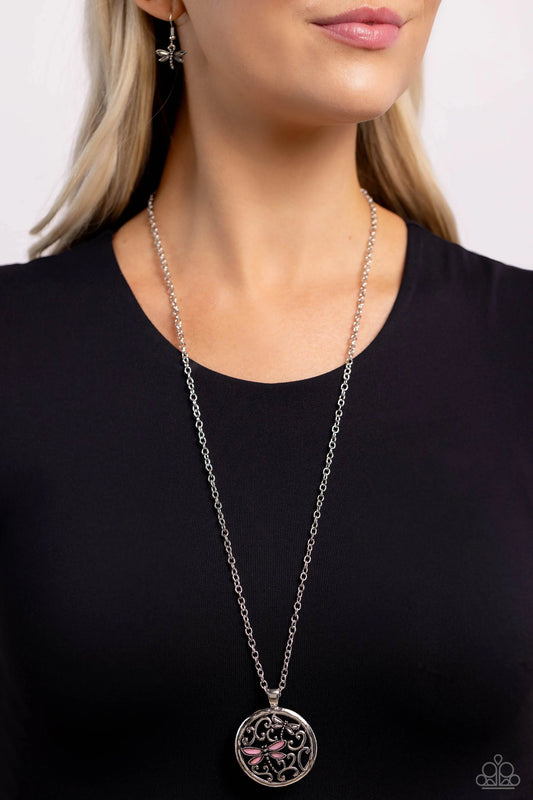 Paparazzi Dragonfly Daydream - Pink Necklace