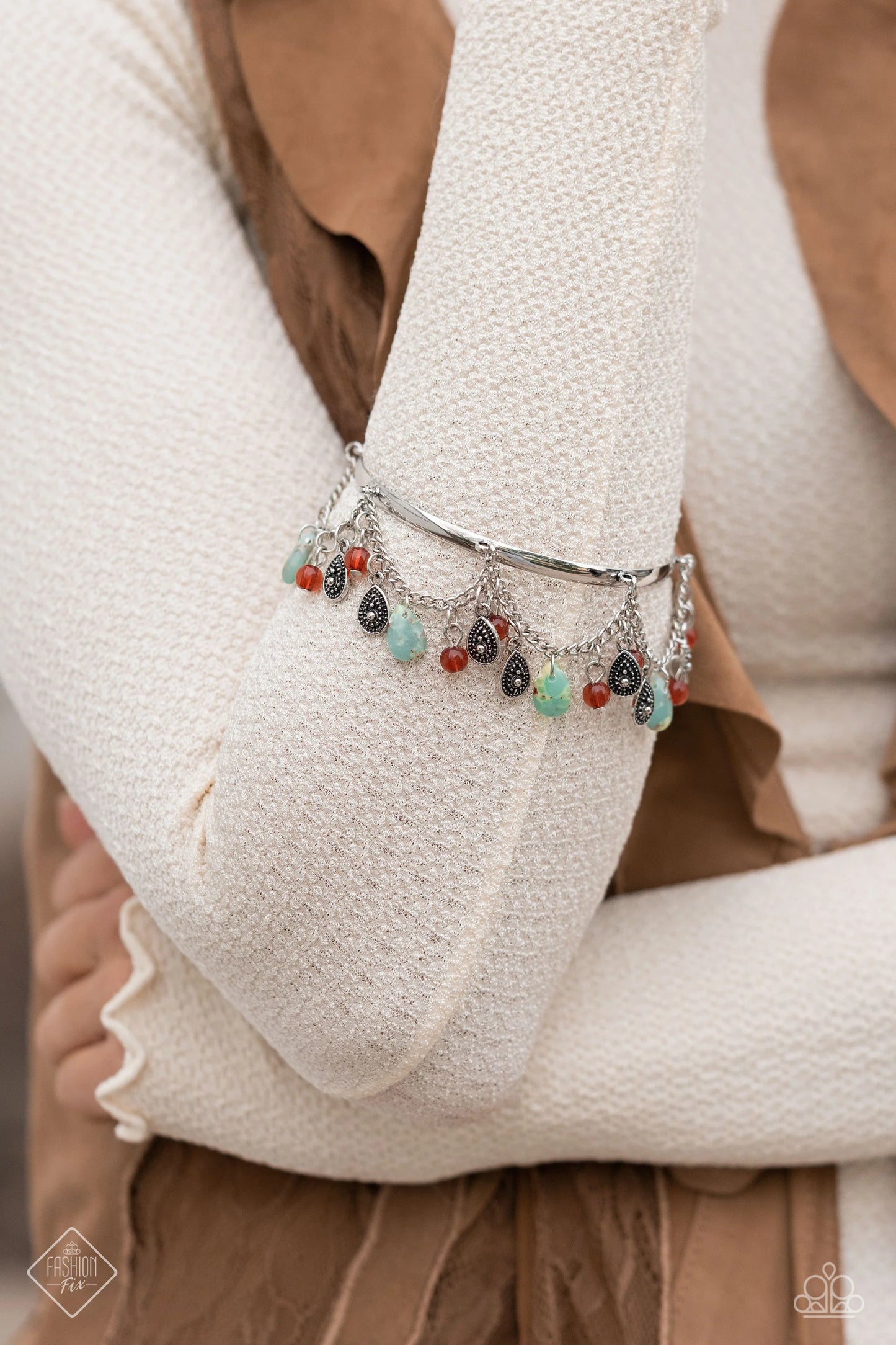 Necklace: "Notably Natural - Blue" Post Earring: "Revered Rustic - Blue" Bracelet: "Down to Earth Dignity - Blue" Ring: "Free-Spirited Formal - Blue"