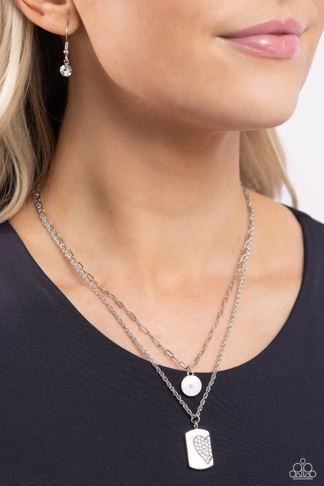 Paparazzi Necklace ~ Half of My Heart - White