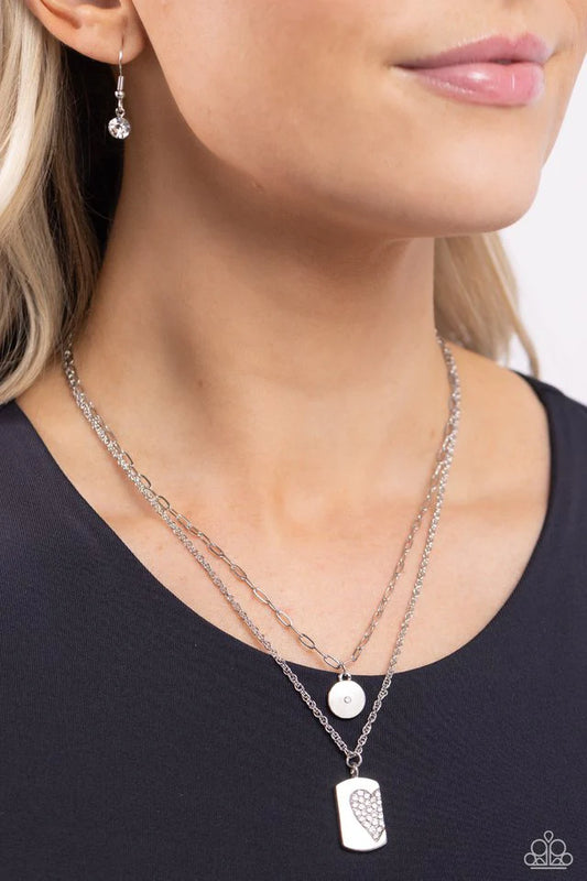 Paparazzi Necklace ~ Half of My Heart - White