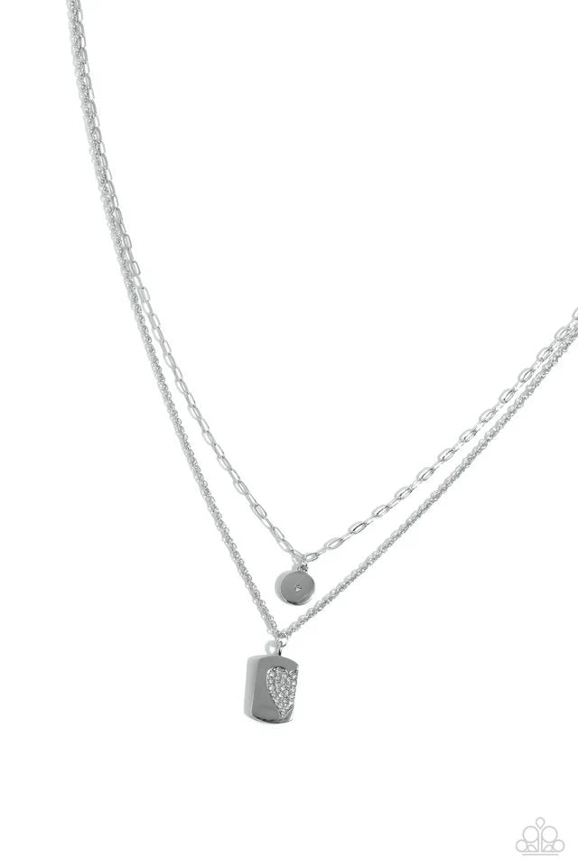 Paparazzi Necklace ~ Half of My Heart - White