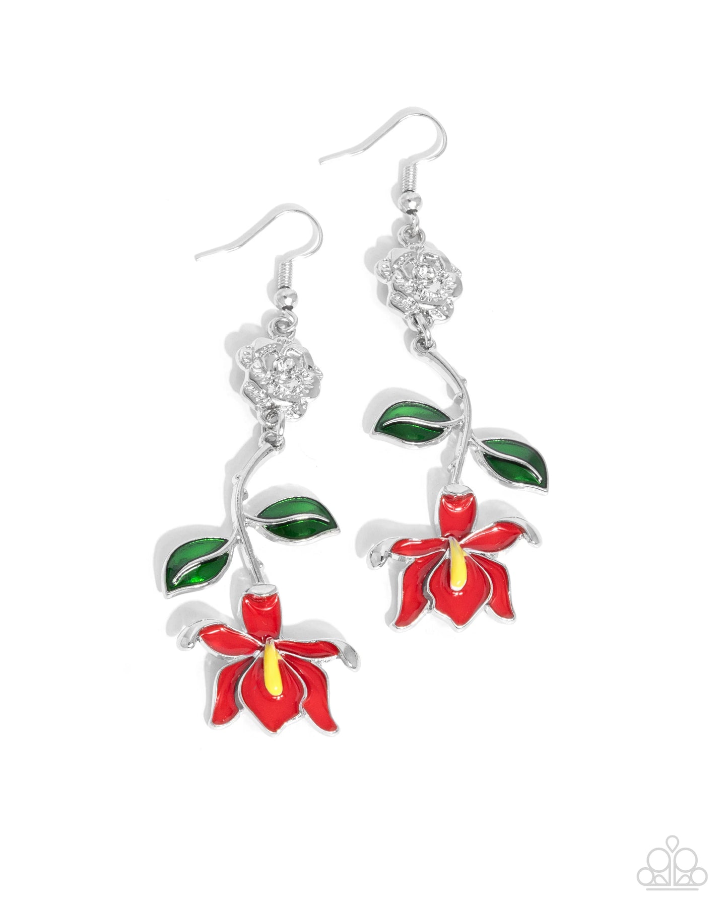 Paparazzi Floral Fractal - Red Earrings