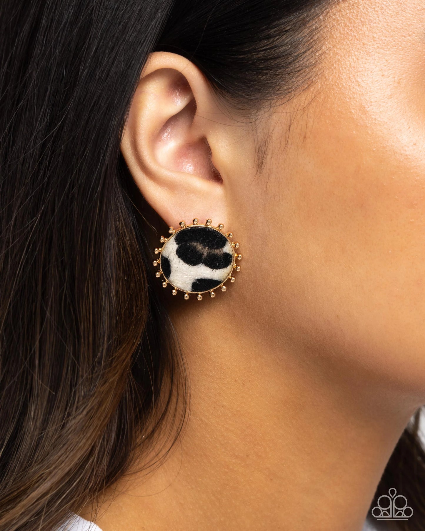 Paparazzi Cowhide Couture - Brown Post Earrings