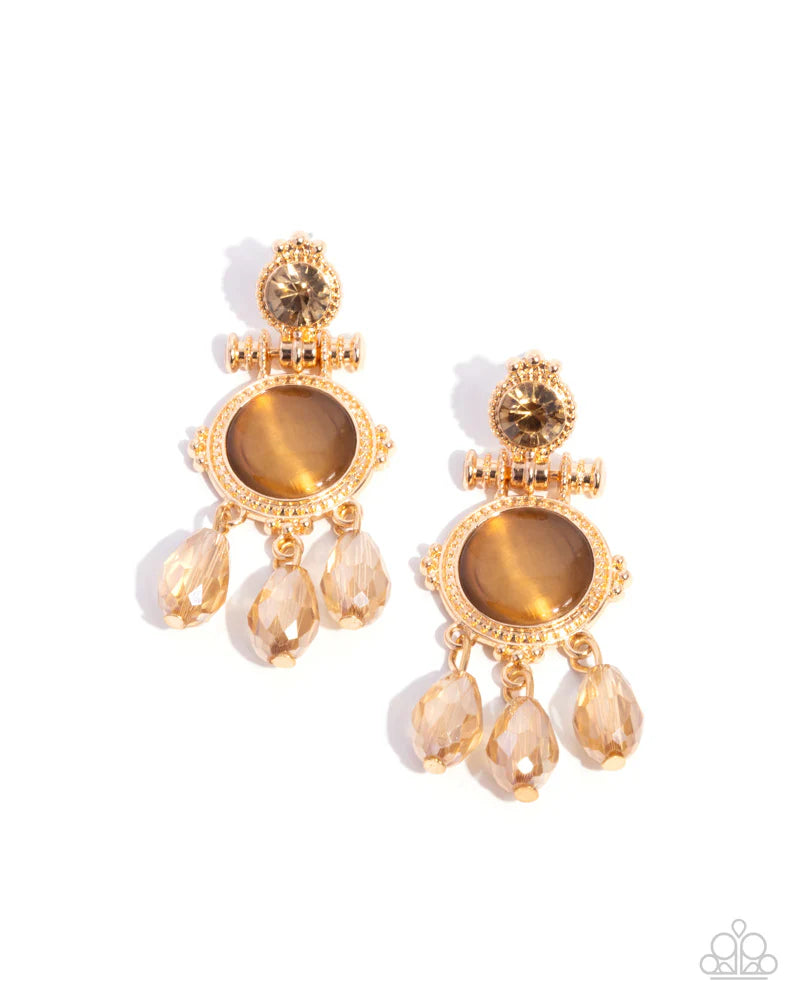 Paparazzi Easygoing Elevation - Brown Post Earrings