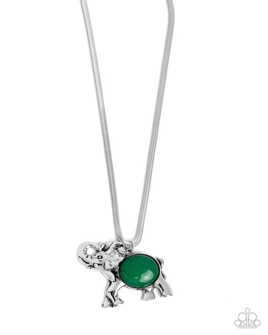 Paparazzi Empathetic Elephant - Green Necklace