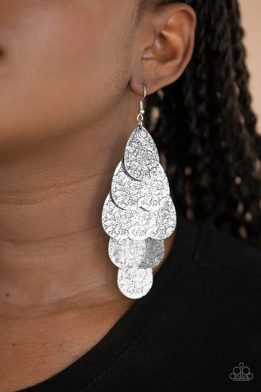 Paparazzi Hibiscus Harmony - Silver Earrings