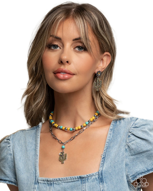 Necklace: "Cactus Cascade - Yellow" 
Post Earring: "Cactus Cause - Yellow”