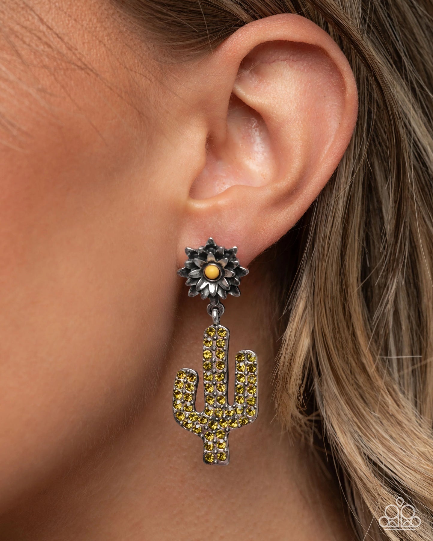 Necklace: "Cactus Cascade - Yellow" 
Post Earring: "Cactus Cause - Yellow”