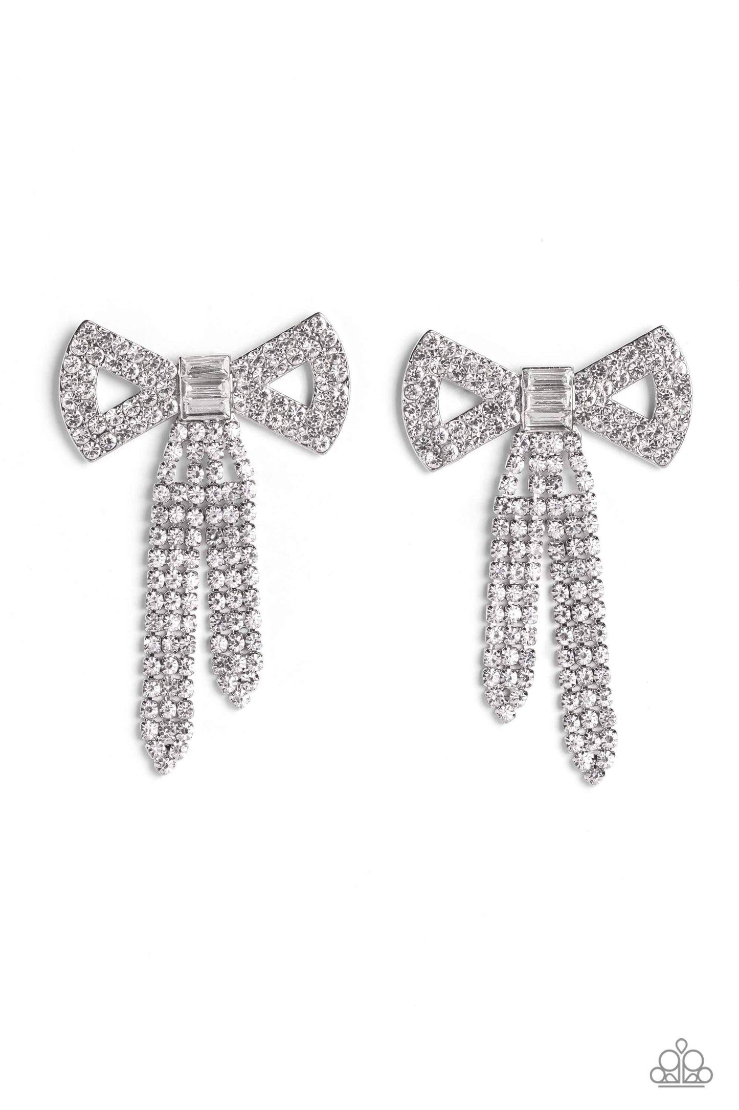 Paparazzi Just BOW With It - White Post Earrings