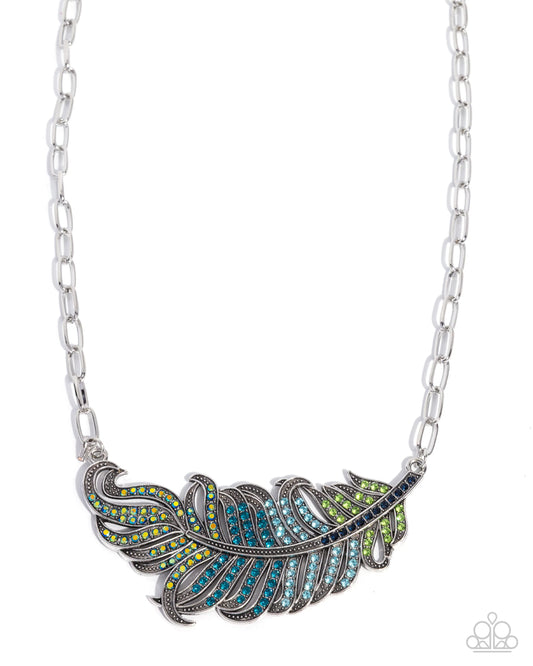 Paparazzi Fancy Feather - Blue Necklace