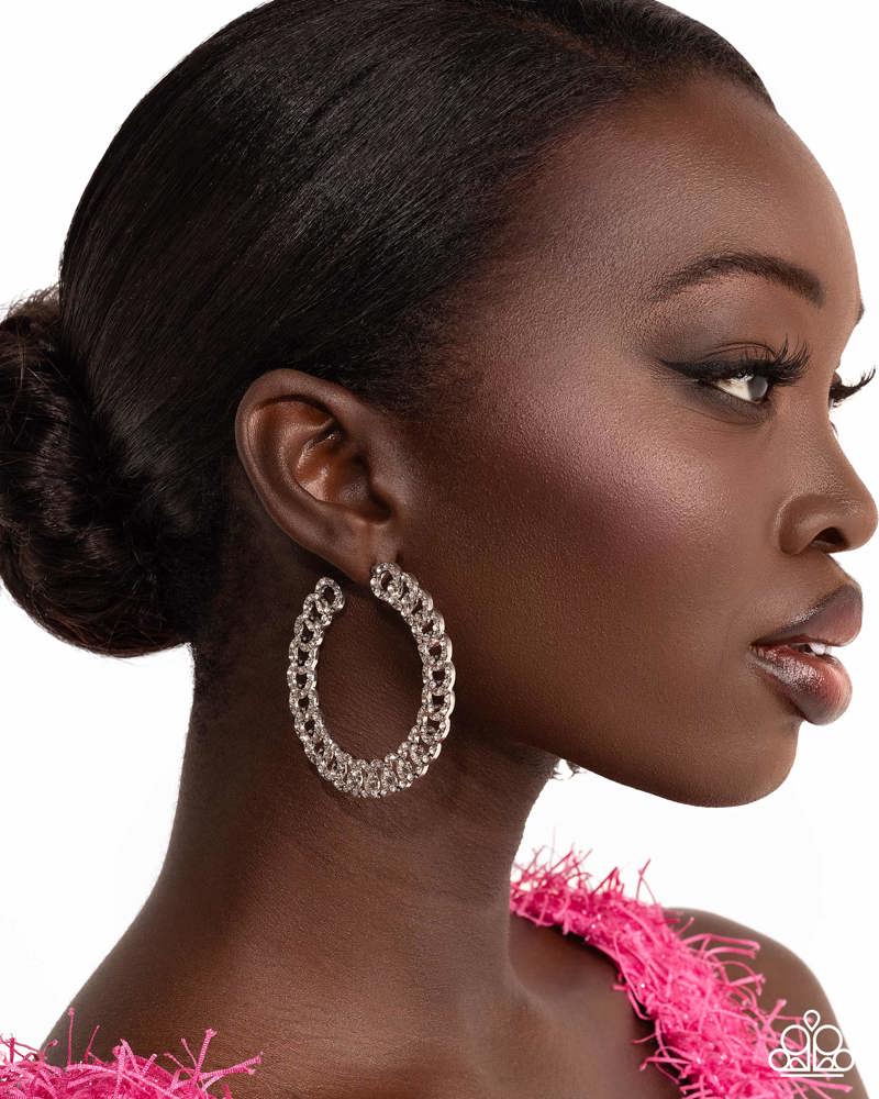 Paparazzi Interlocked Icing - White Earrings