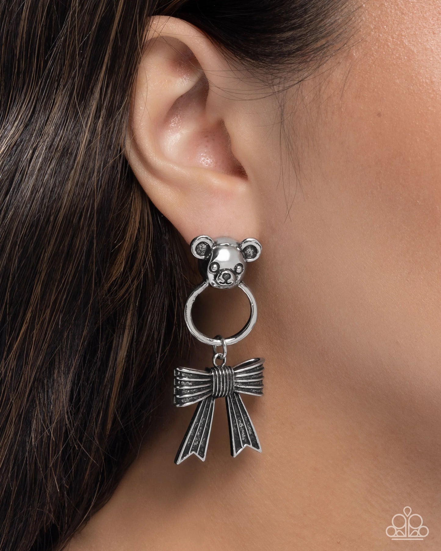 Paparazzi Bear in Mind - Silver Post Earrings