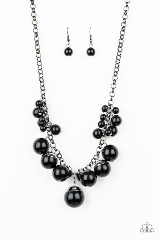 PAPARAZZI "BROADWAY BELLE" BLACK NECKLACE & EARRING SET