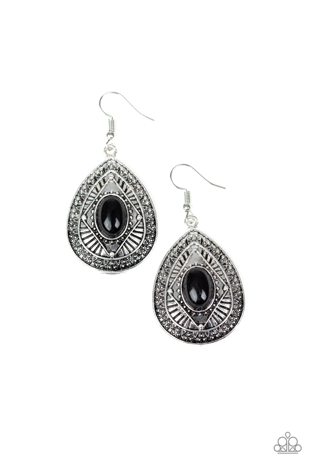PAPARAZZI "TROPICAL TOPOGRAPHY" BLACK EARRINGS