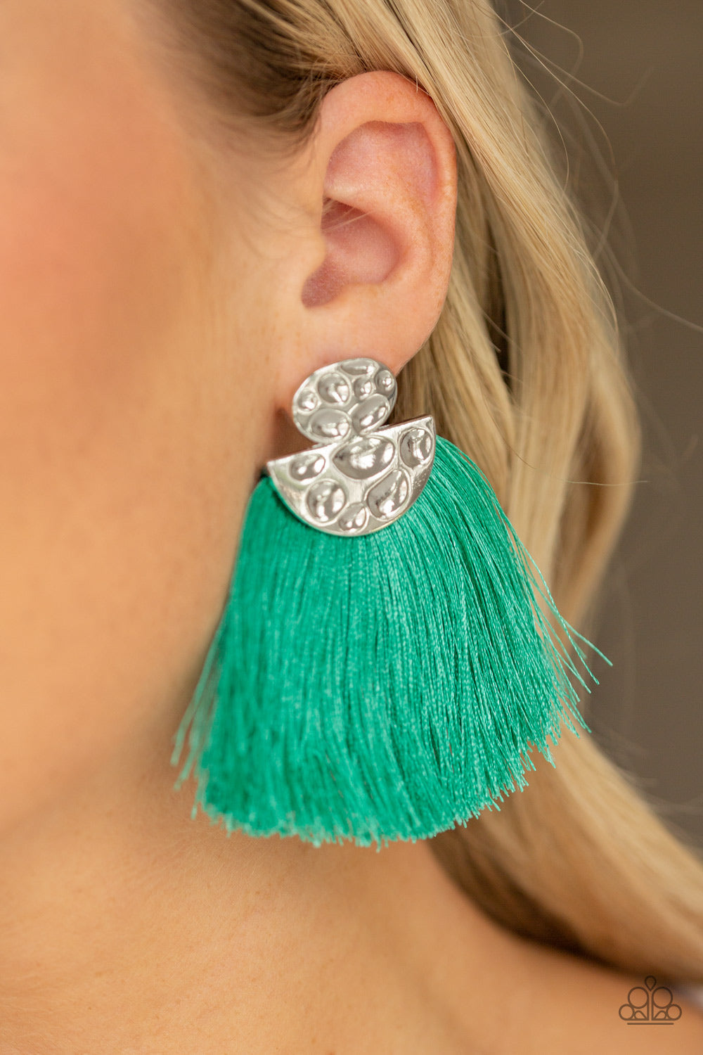 MAKE SOME PLUME" GREEN POST EARRINGS