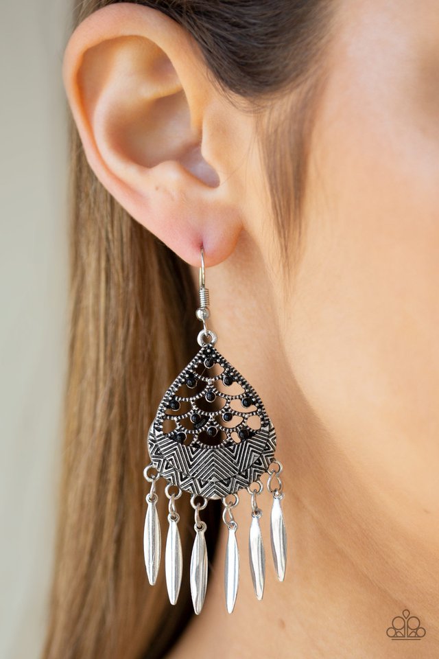 Wolf Den - Black Earrings - Paparazzi Accessories