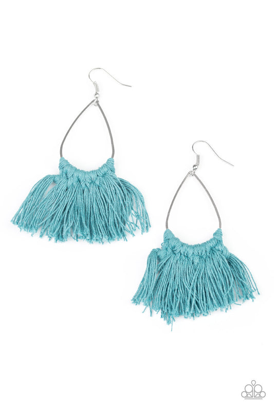 PAPARAZZI "TASSEL TREAT" BLUE EARRINGS
