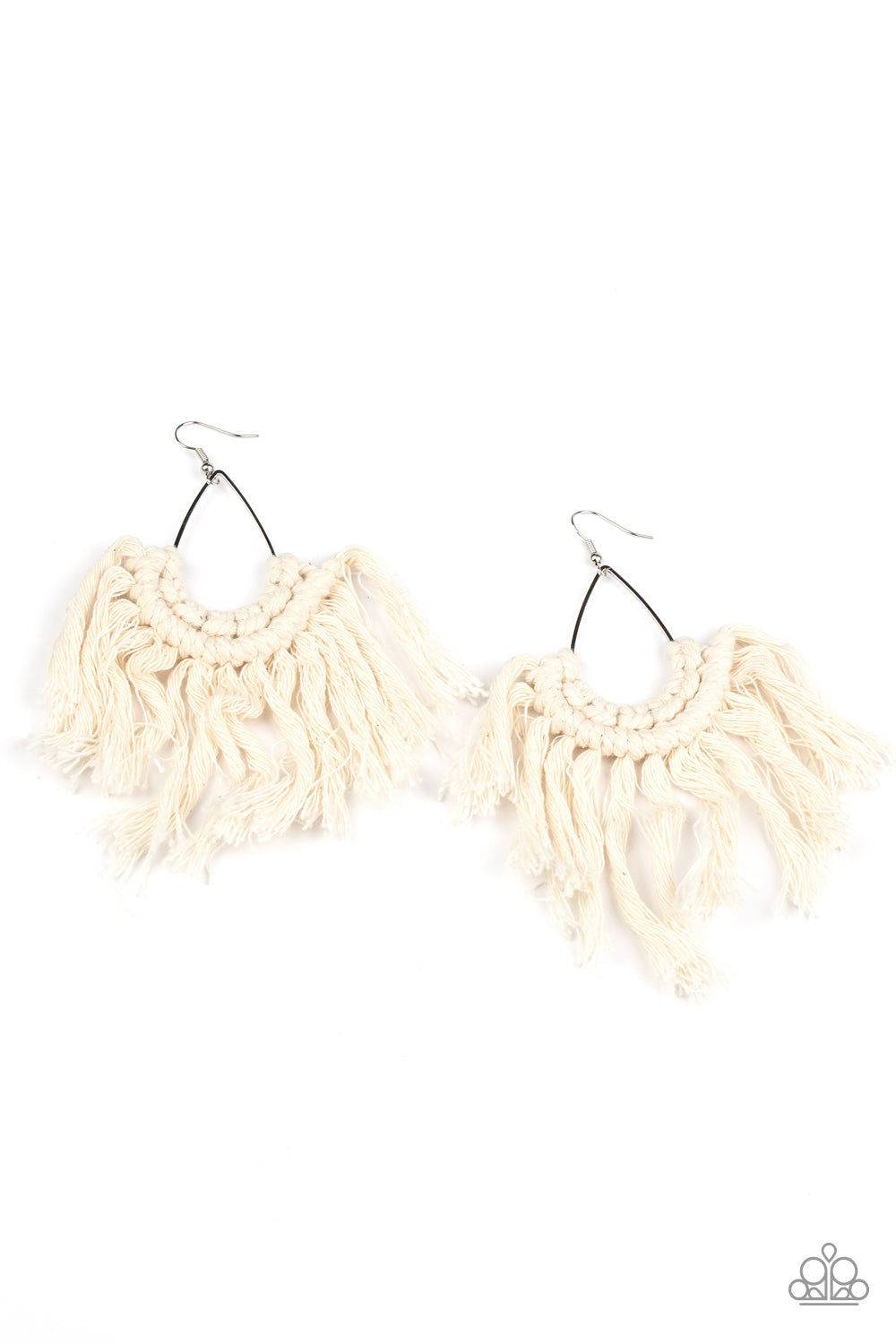 PAPARAZZI "WANNA PIECE OF MACRAME?" WHITE EARRINGS