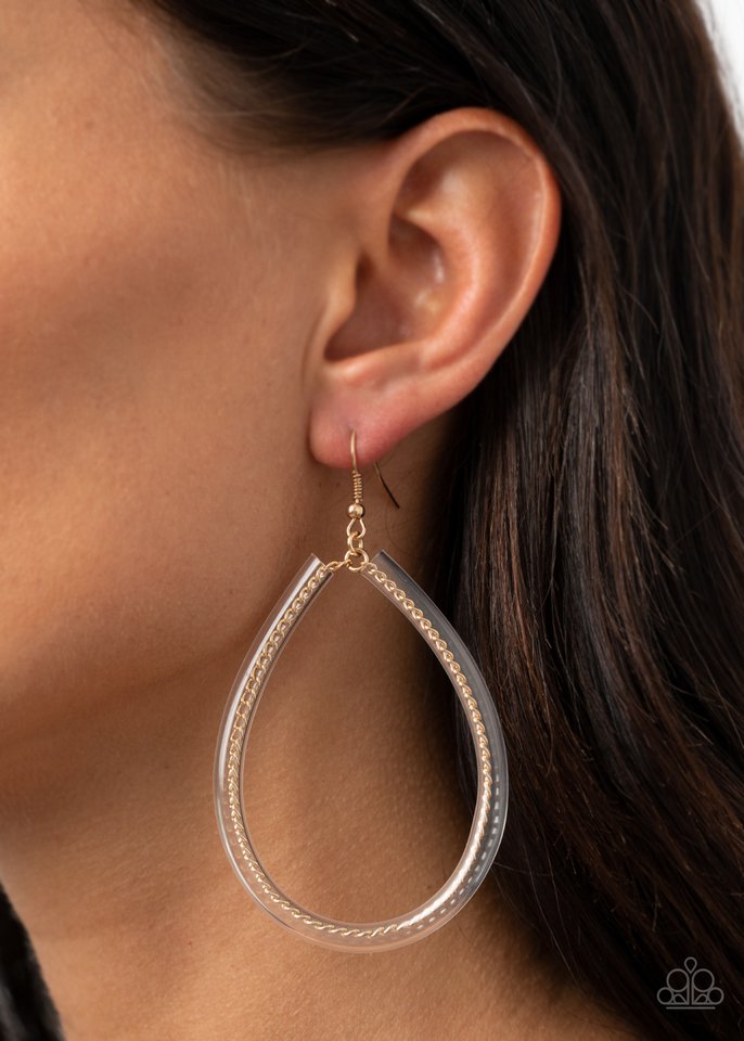 Paparazzi Earring ~ Just ENCASE You Missed It - Gold